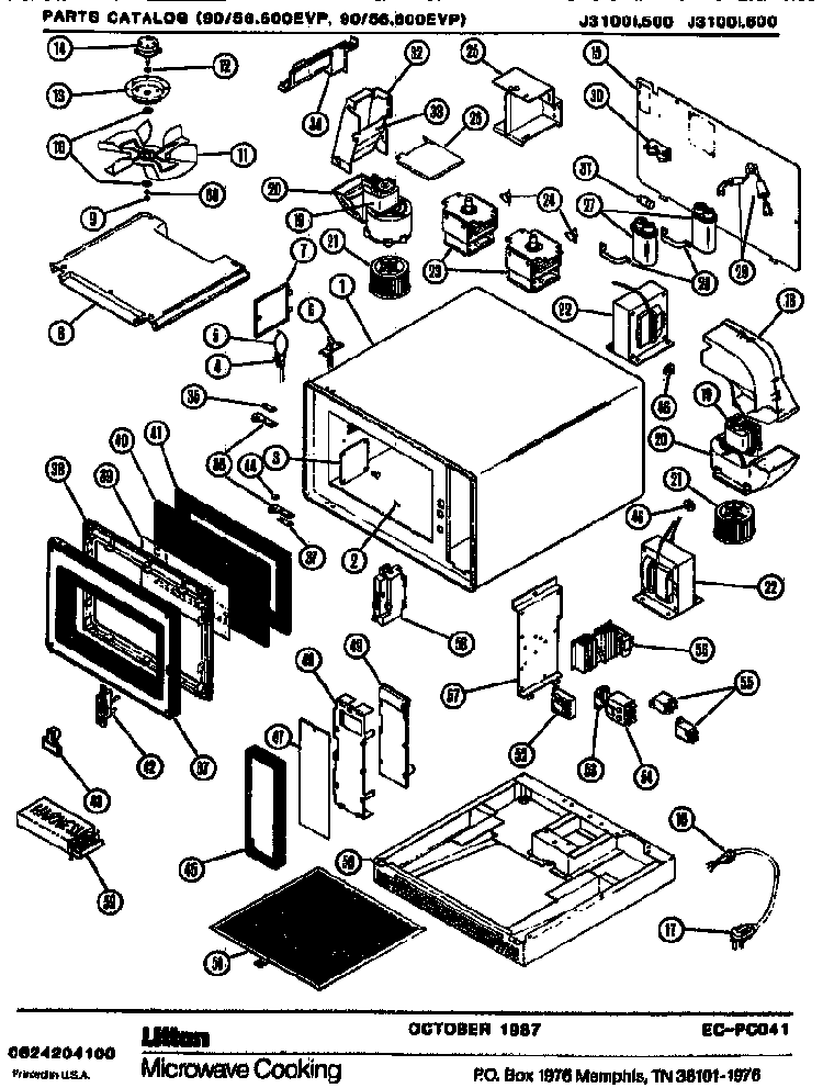 Replacement Parts Diagram and Parts List for 90 56500EVP Amana Microwave