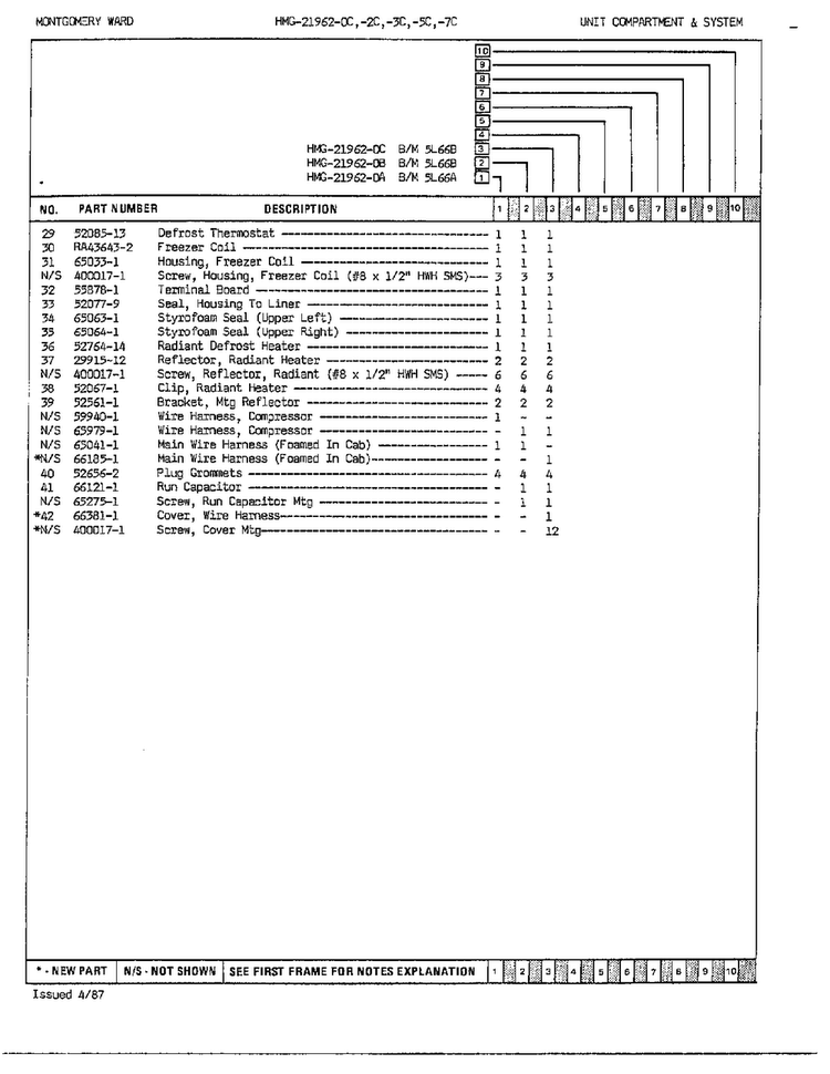 Unit Compartment/system Page 3 Diagram and Parts List for 21962C  Admiral Refrigerator