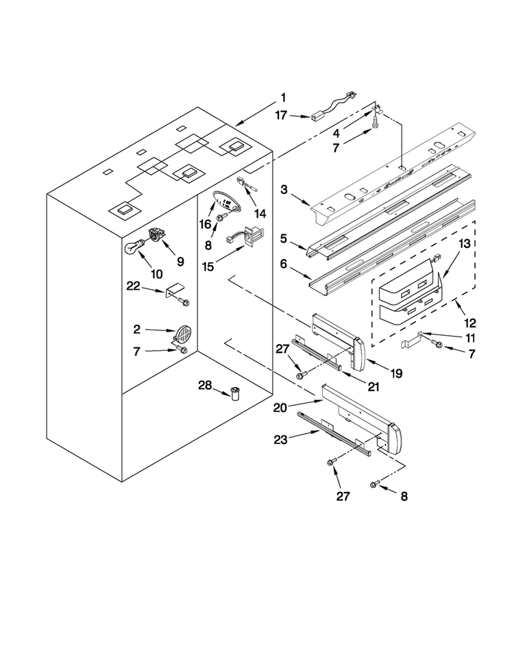 Refrigerator Liner Parts Diagram and Parts List for JB36SSFXLA00  Jenn-Air Refrigerator