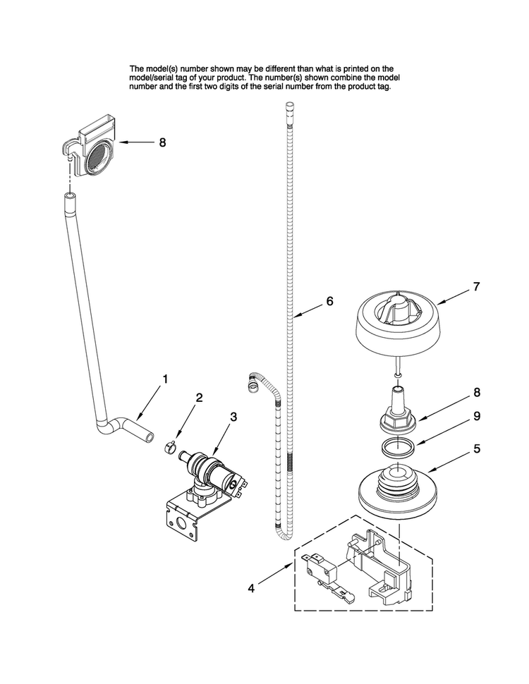 Fill And Overfill Parts Diagram and Parts List for MDB7851AWQ41  Maytag Dishwasher