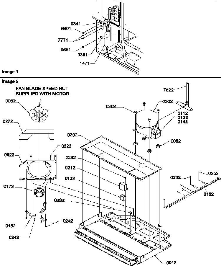 Machine Compartment Diagram and Parts List for TSI25TE-P1308101WE  Amana Refrigerator