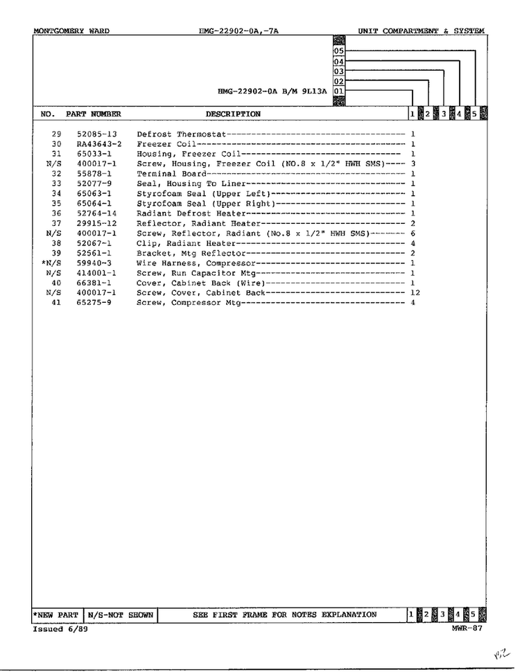 Unit Compartment And System Page 3 Diagram and Parts List for 22902-OA  Admiral Refrigerator