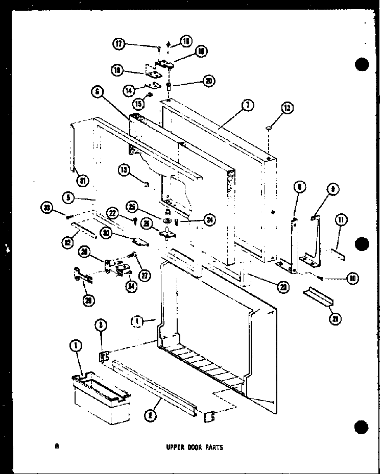 Upper Door Parts Diagram and Parts List for TC18C-C-P73500-16WC  Amana Refrigerator