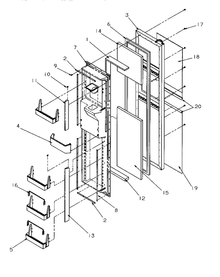 Freezer Door Diagram and Parts List for GSDE3201SW-P1190901WW  Amana Refrigerator