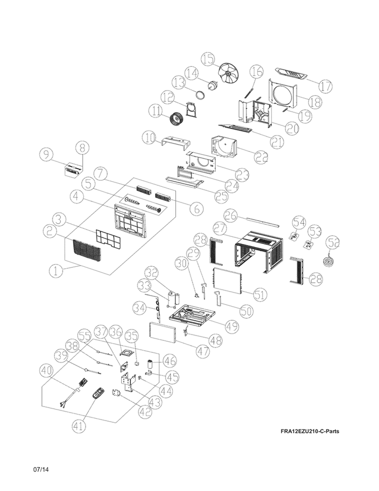 Recommended Spare Parts Diagram and Parts List for CAHE12ERR410A14  Crosley Air Conditioner