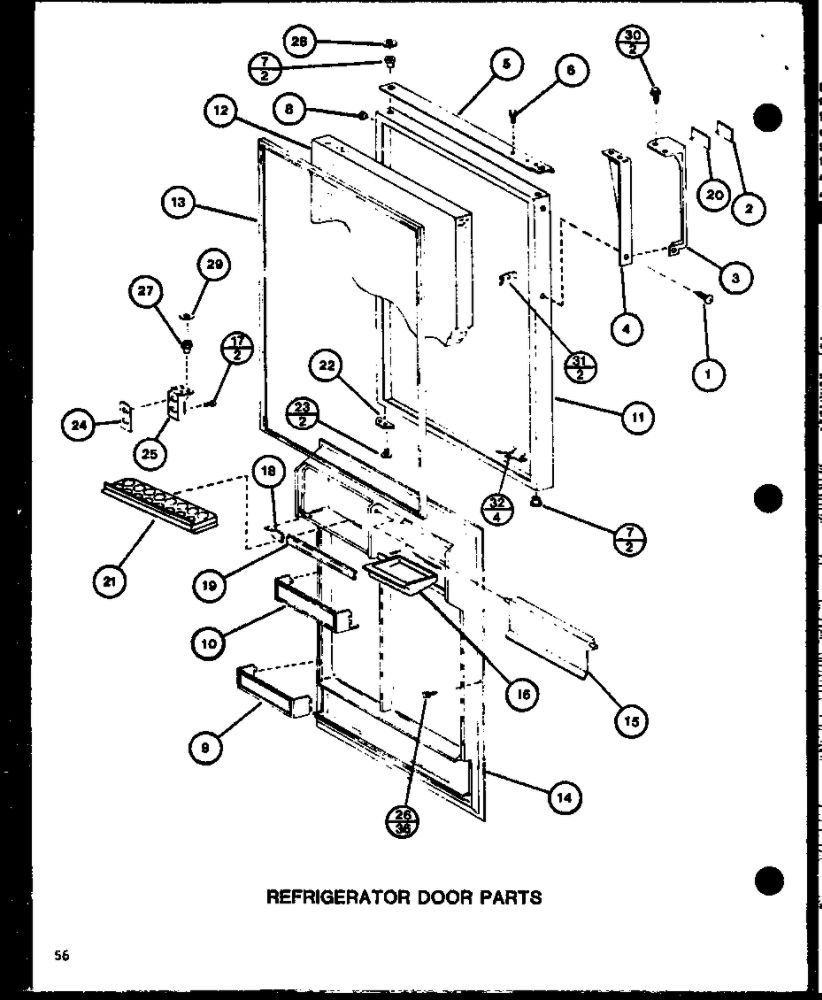 Refrigerator Door Parts 6 Diagram and Parts List for IC3H-P7621307W-TM  Amana Refrigerator