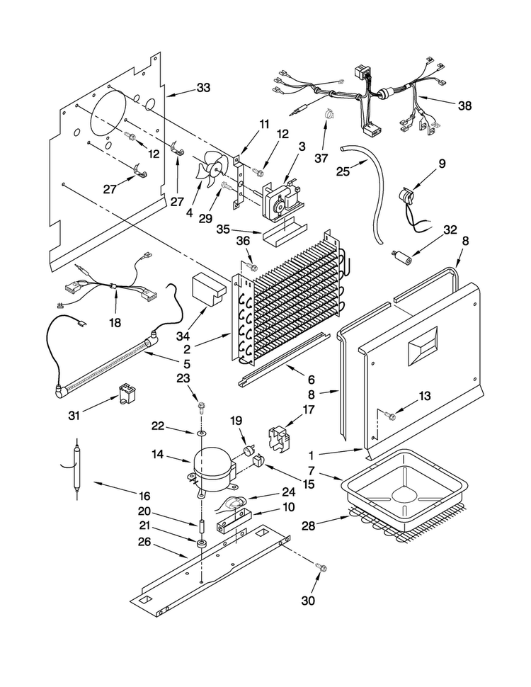 Unit Parts Diagram and Parts List for AQF2013TEW04  Amana Freezer