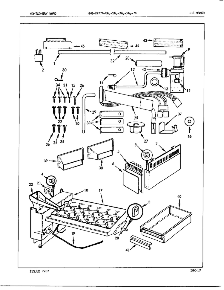 Ice Maker Diagram and Parts List for 24774A  Admiral Refrigerator