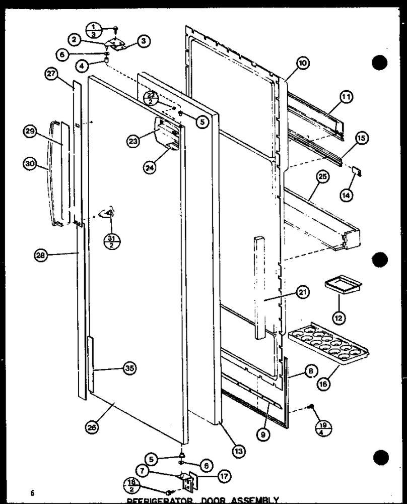 Refrigerator Door Assembly Diagram and Parts List for IC2-P3641508W-SXS  Amana Refrigerator