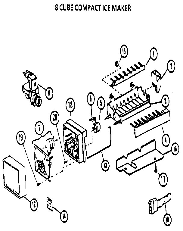 Icemaker Compact Diagram and Parts List for 85178-P1117103W  Amana Refrigerator