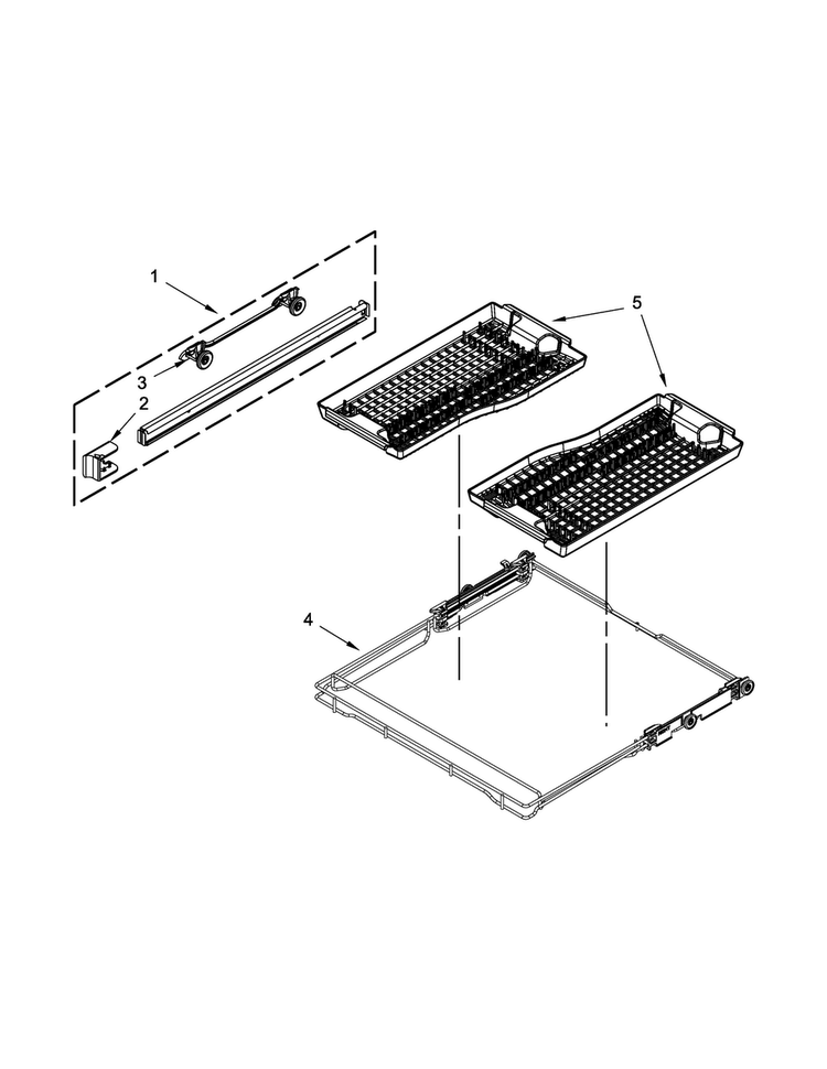Third Level Rack And Track Parts Diagram and Parts List for JDB8700AWS4  Jenn-Air Dishwasher