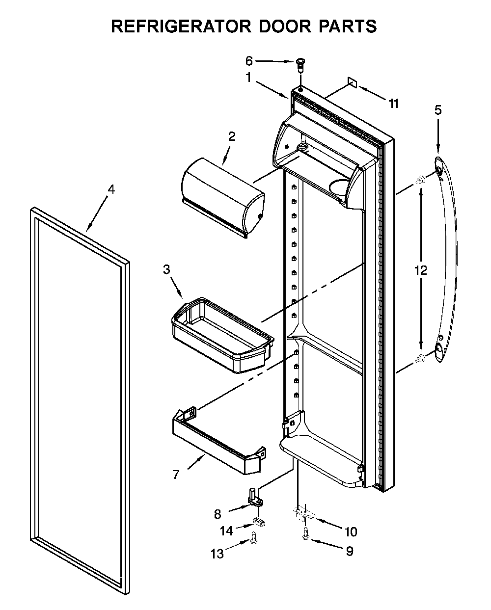 Refrigerator door parts Diagram and Parts List for MSS25N4MKZ00  Maytag Refrigerator