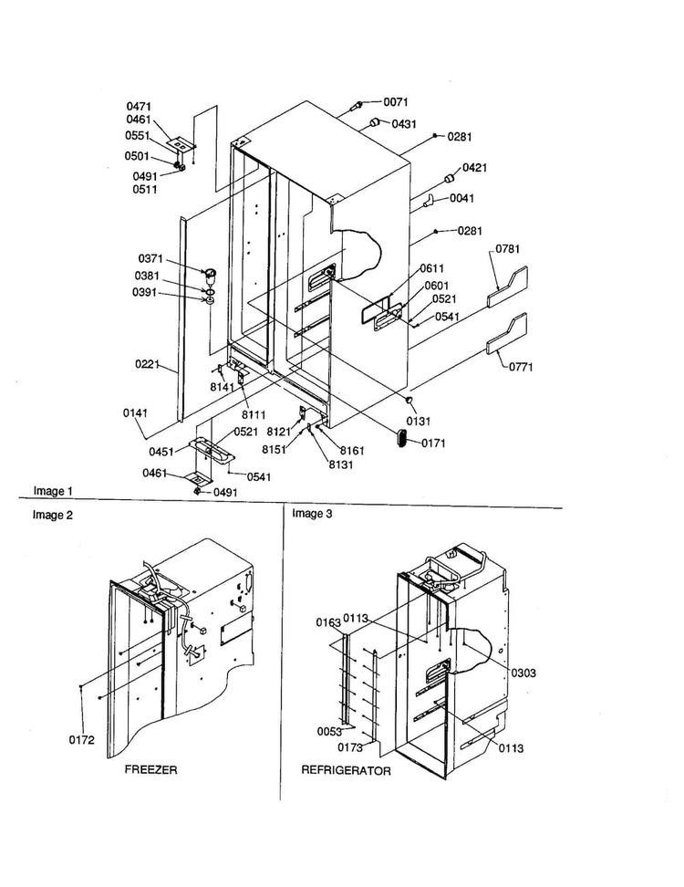 Cabinet Diagram and Parts List for SRD20S4W-P1190816WW  Amana Refrigerator