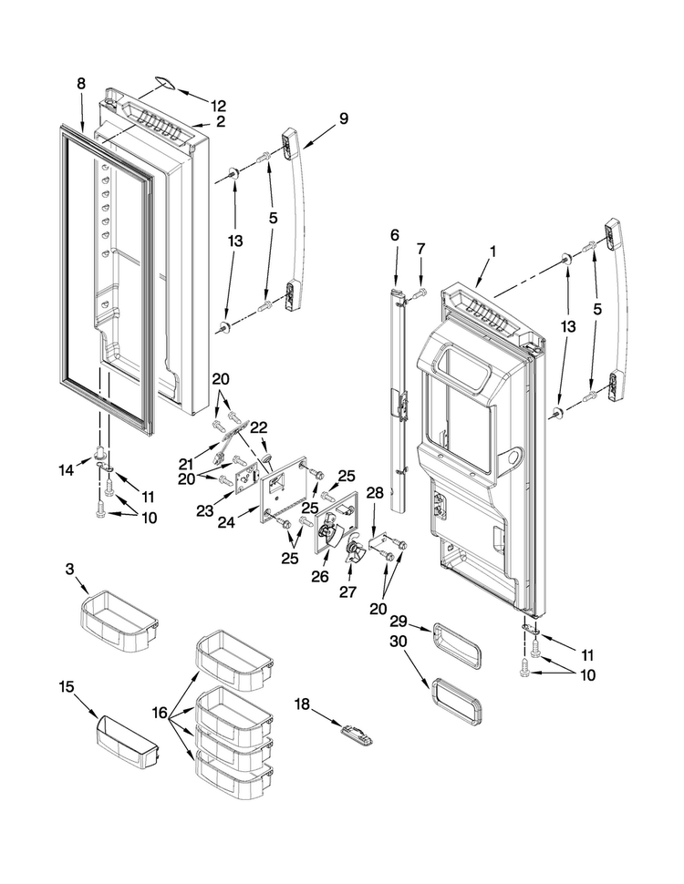 Refrigerator Door Parts Diagram and Parts List for MFT2771WEM2  Maytag Refrigerator