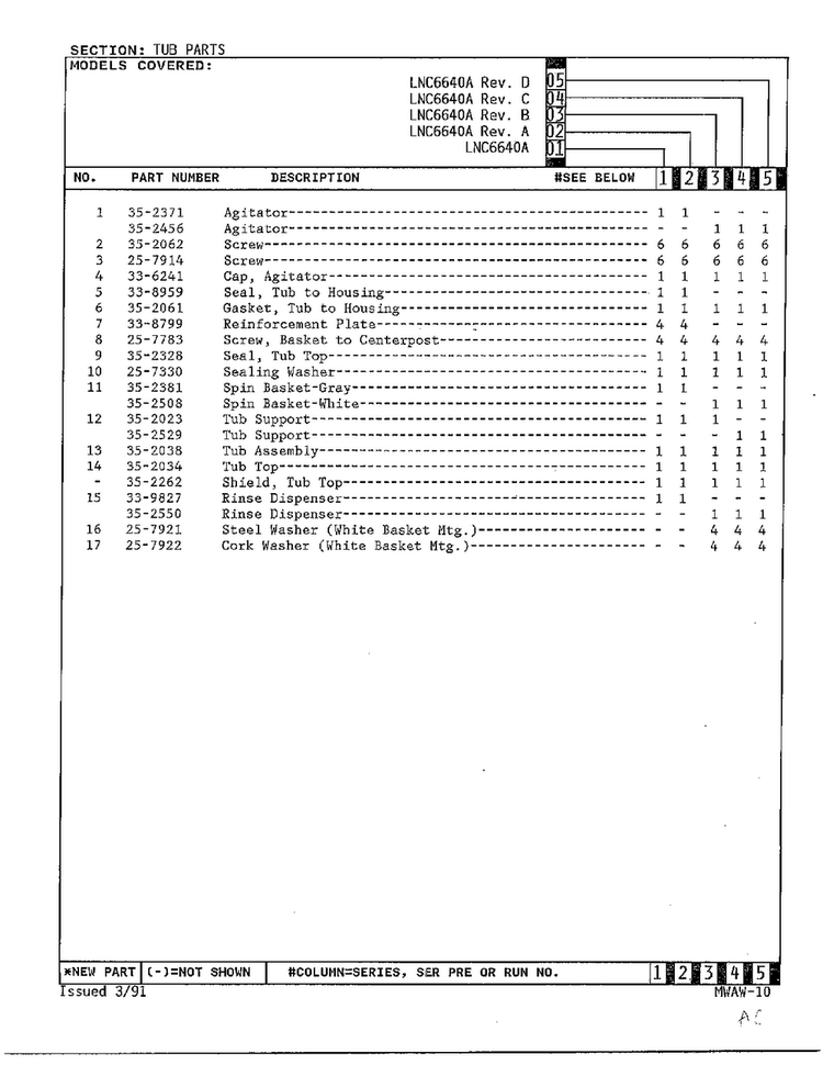 Tub Parts Page 2 Diagram and Parts List for 6640A  Norge Washer