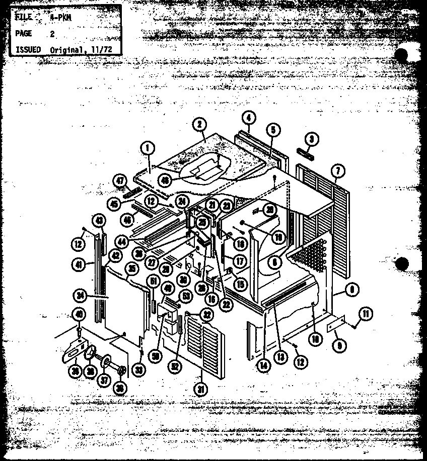 Cabinet And Chassis Parts Diagram and Parts List for D54444-2C  Amana Air Conditioner