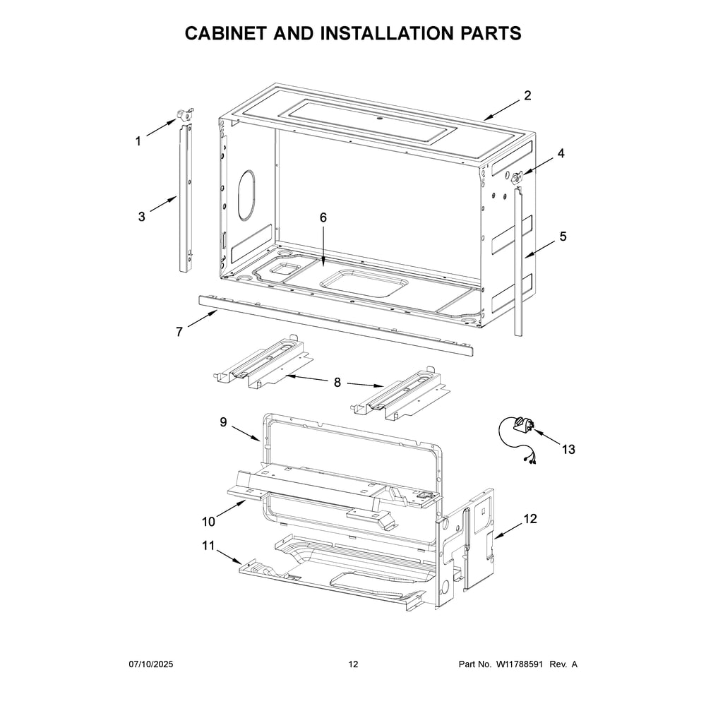 Cabinet And Installation Parts Diagram and Parts List for JOETC330SM00  Jenn-Air Microwave