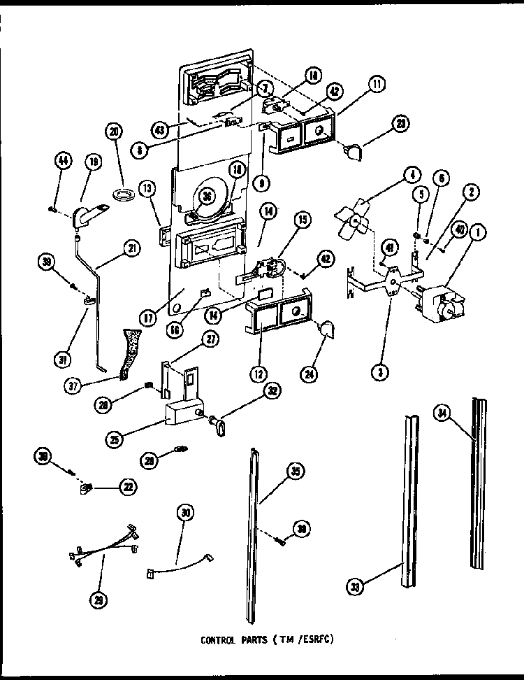Control Parts Diagram and Parts List for TM14F-P75658-2W  Amana Refrigerator