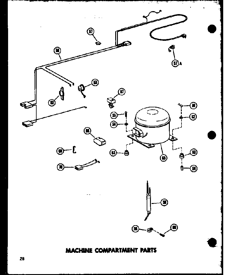 Machine Compartment Parts Diagram and Parts List for C28F-A P60212-74WA Amana Freezer