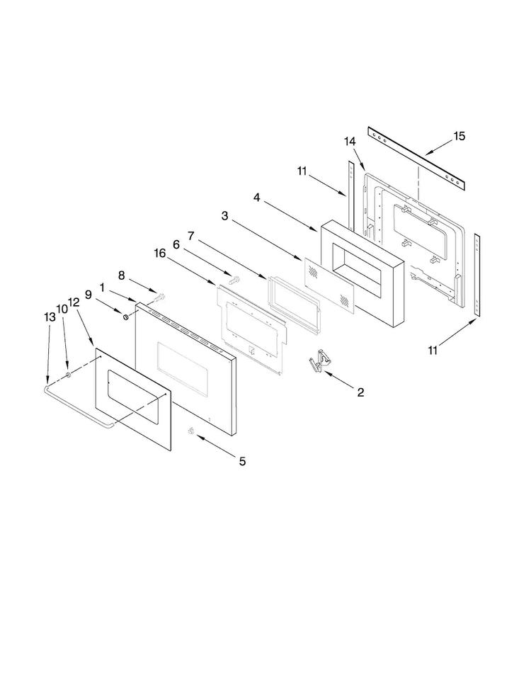 Upper Door Parts Diagram and Parts List for CWE5100ACB10  Maytag Wall Oven