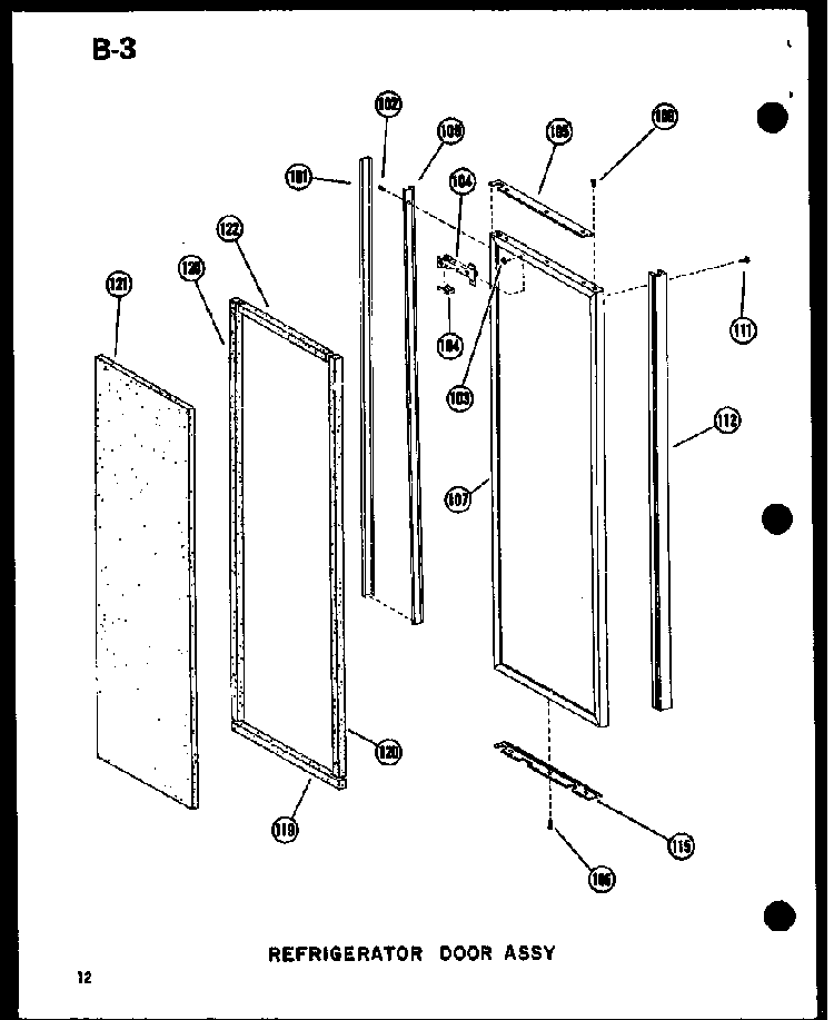 Refrigerator Door Assy Diagram and Parts List for SRI19W-P60350-36W  Amana Refrigerator