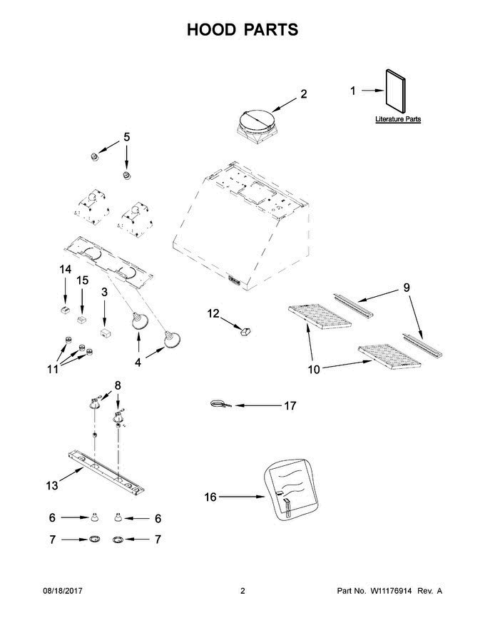 02 - Hood Parts Diagram and Parts List for JXW9030WP2  Jenn-Air Range Hood