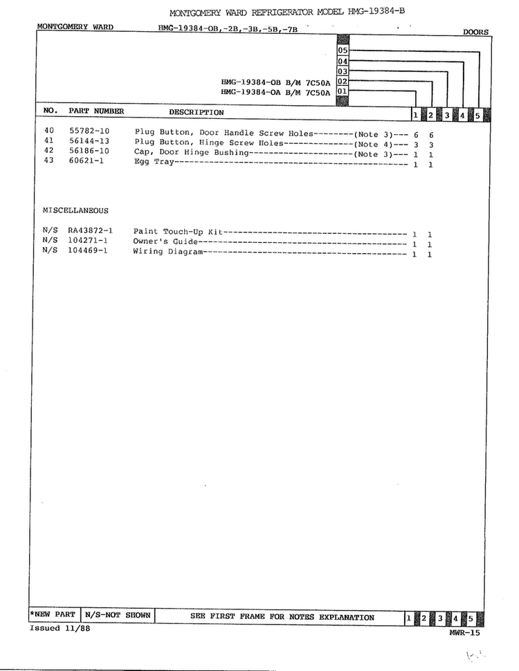 Doors Page 3 Diagram and Parts List for 19384B  Admiral Refrigerator