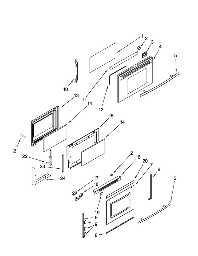 Door Parts Diagram and Parts List for JDR8880RDB10  Jenn-Air Range