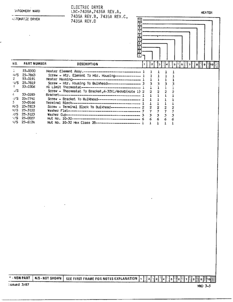 Automatic Dryer/ Heater Page 2 Diagram and Parts List for 7435A  Norge Dryer