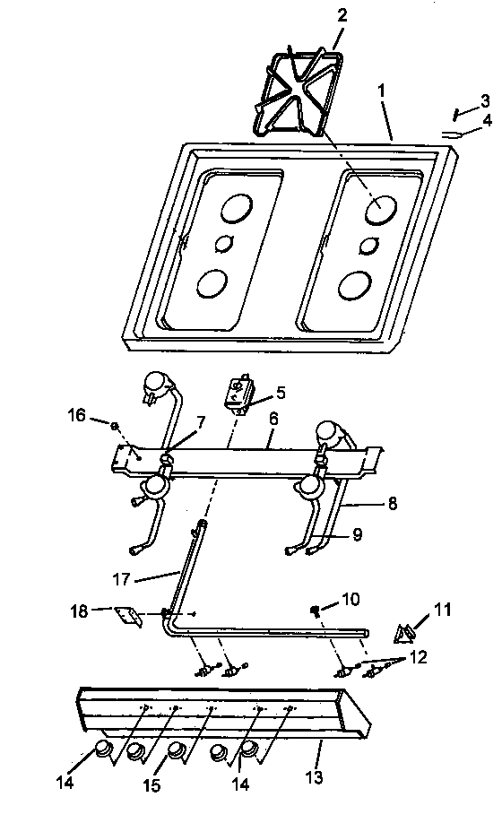 Top Burner Assy Diagram and Parts List for RLS340UWOF P1142763NW Caloric Range