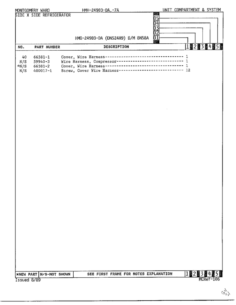 Unit Compartment And System Page 3 Diagram and Parts List for 24903-OA  Admiral Refrigerator