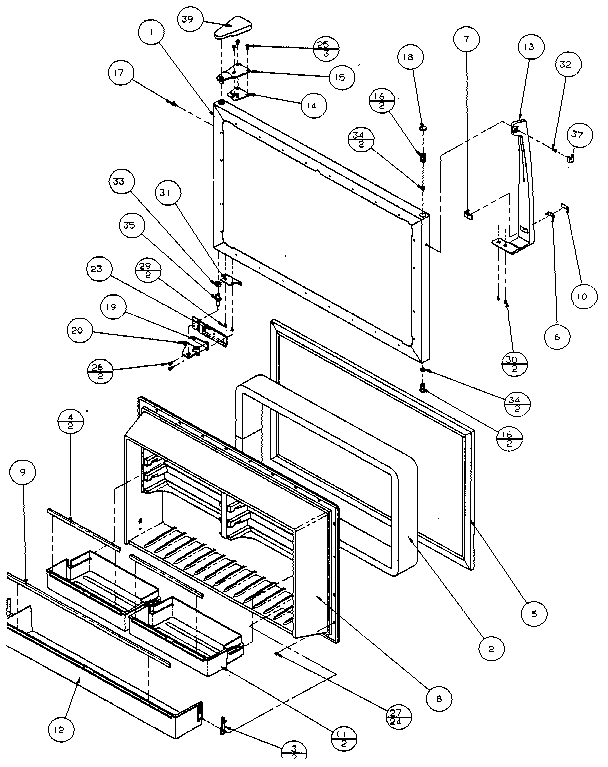 Freezer Door Diagram and Parts List for 85178-P1117103W  Amana Refrigerator