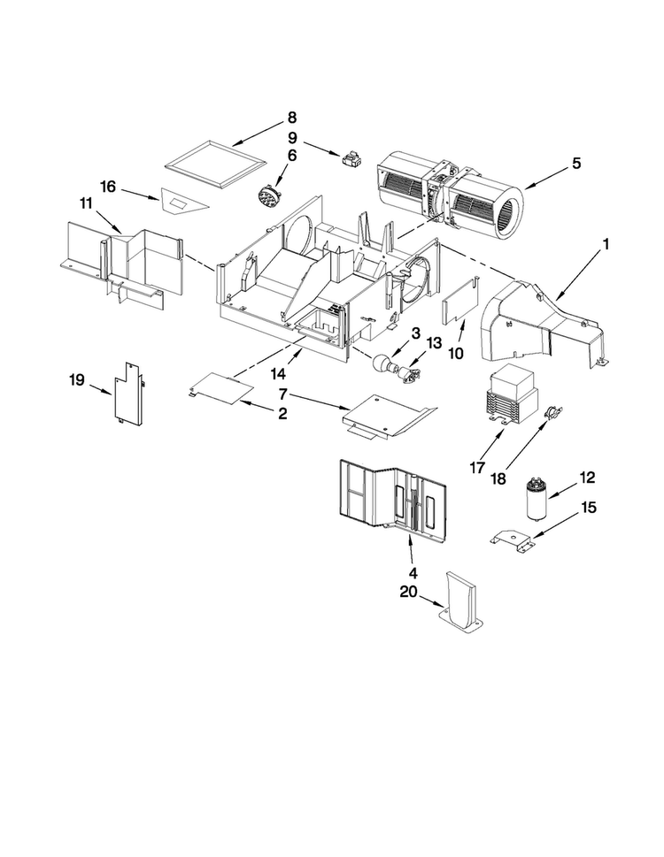 Air Flow Parts Diagram and Parts List for AMV2174VAS1  Amana Microwave