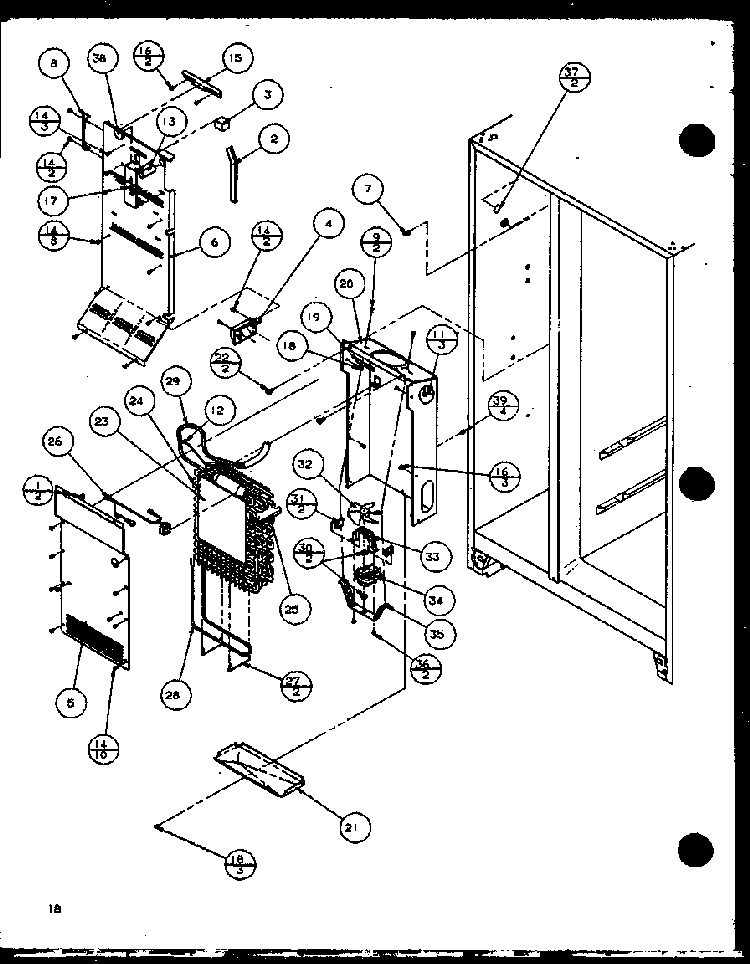 Freezer Evaporator And Air Handling Diagram and Parts List for SZ22ML-P1120608WL  Amana Refrigerator
