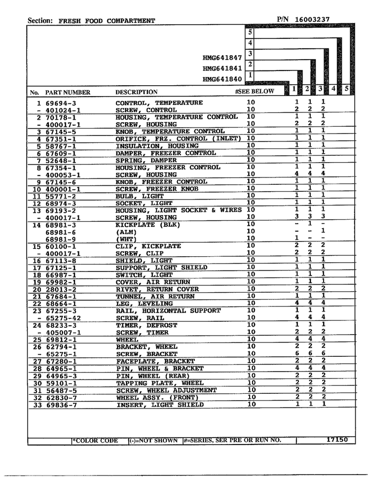 Fresh Food Compartment Page 2 Diagram and Parts List for 641841  Admiral Refrigerator