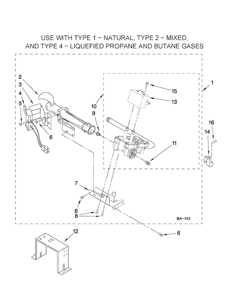 W10336852 Burner Assembly Diagram and Parts List for NGD4500VQ2  Amana Dryer