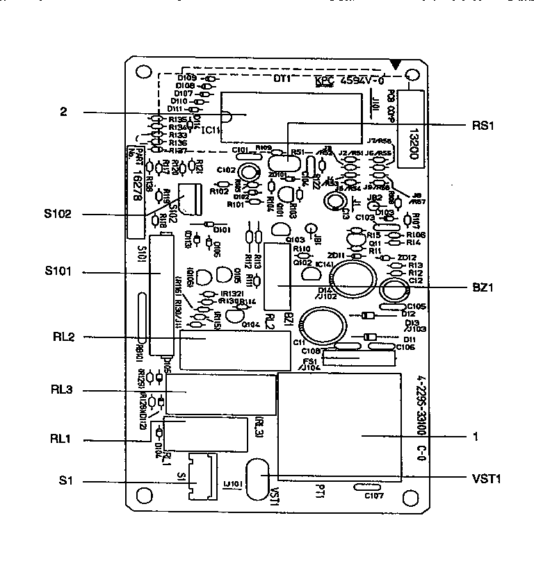 Power And Control Circuit Board Diagram and Parts List for 56568420791  Kenmore Microwave