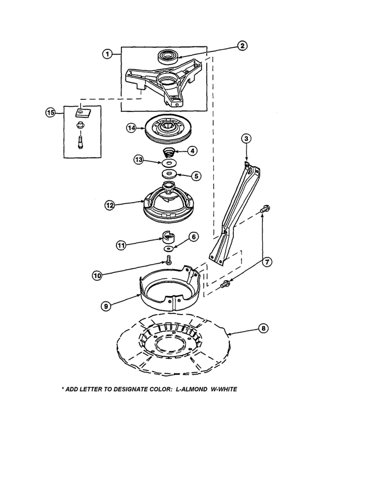Bearing Housing/brake/pulley Diagram and Parts List for LW6163WM-PLW6163WMA  Amana Washer