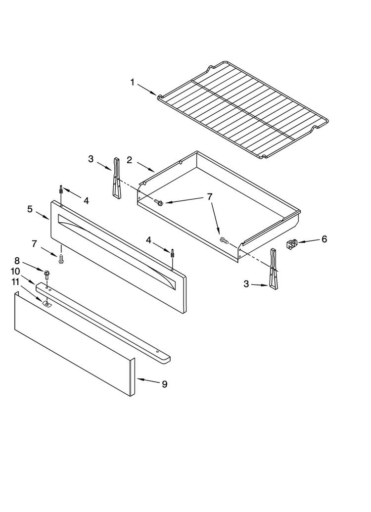 Drawer & Broiler Parts, Optional Parts Diagram and Parts List for AGR5844VDS0  Amana Range