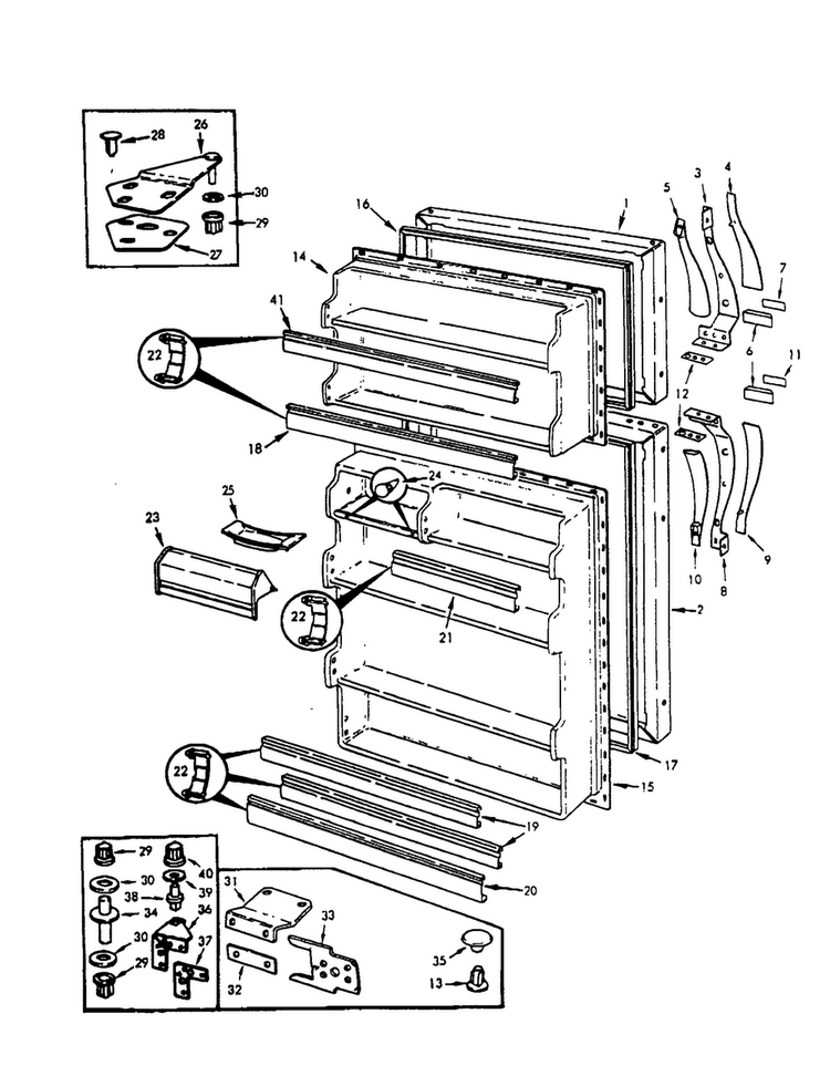 Door Diagram and Parts List for RB17C-1A  Magic Chef Refrigerator