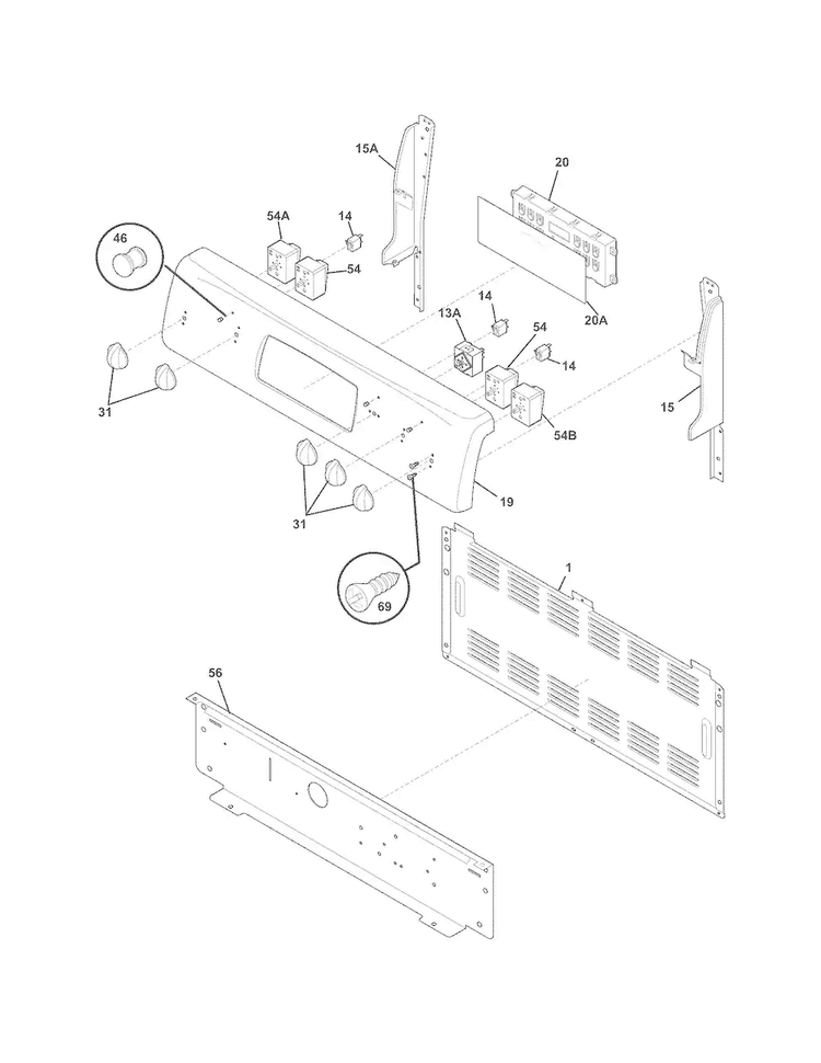Backguard Diagram and Parts List for CRE3890LWJ  Crosley Range