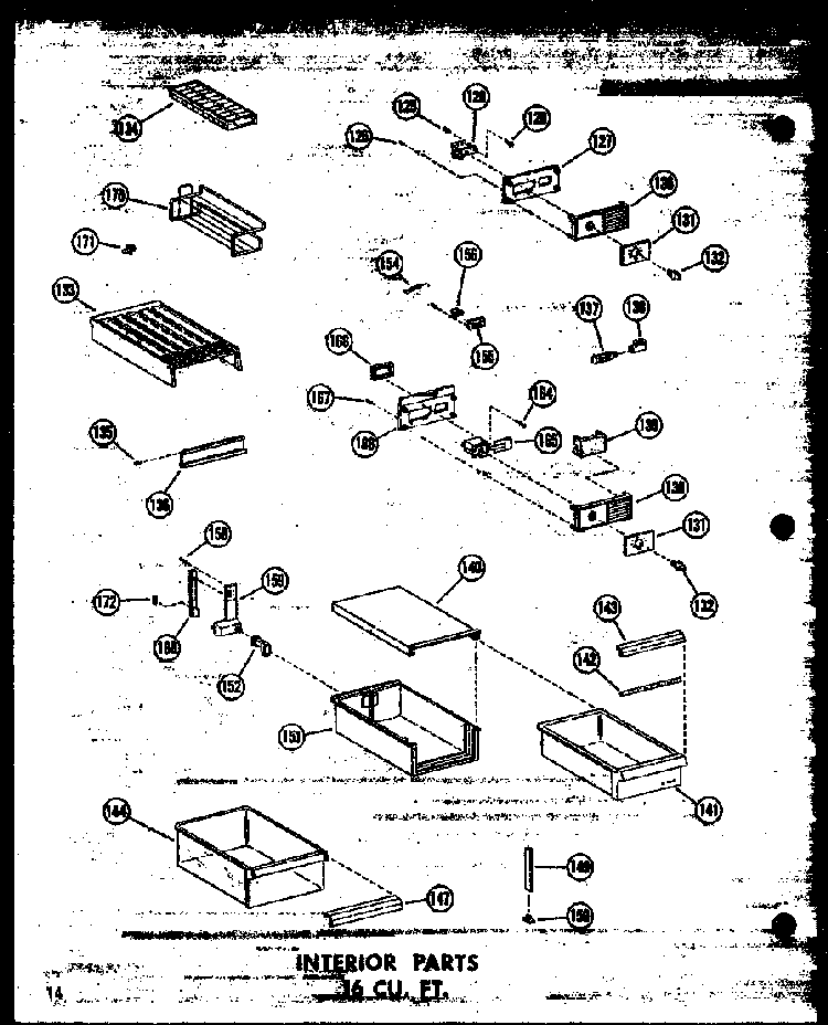 Interior Parts 16 Cu. Ft. Diagram and Parts List for T16W-P60303-53W  Amana Refrigerator