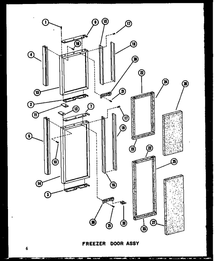 Freezer Door Assy Diagram and Parts List for SRI19W-C-P60340-37WC  Amana Refrigerator