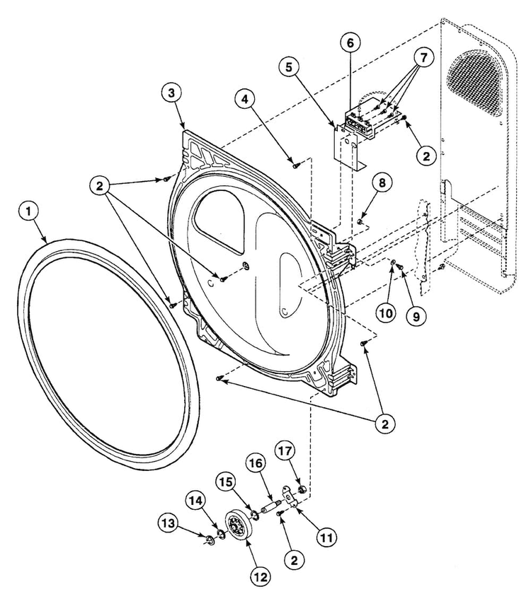 Roller Assy Diagram and Parts List for SSEH07WJ1500  Speed Queen Dryer
