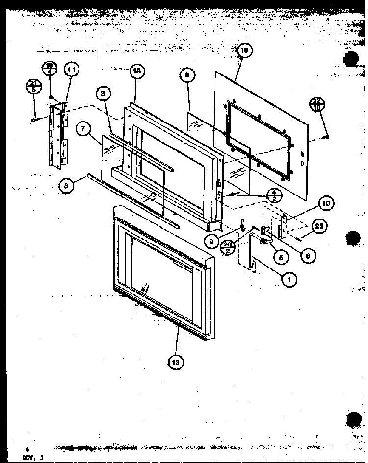 Door Diagram and Parts List for RS60 P76695-15M Amana Microwave