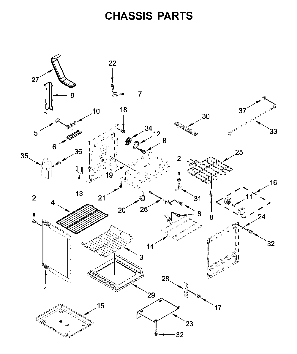 Chassis parts Diagram and Parts List for YMER8800FW3  Maytag Range