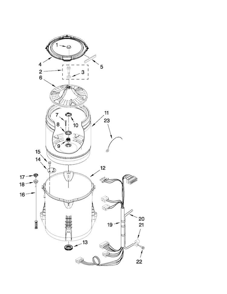 Basket And Tub Parts Diagram and Parts List for MVWX600XW0  Maytag Washer