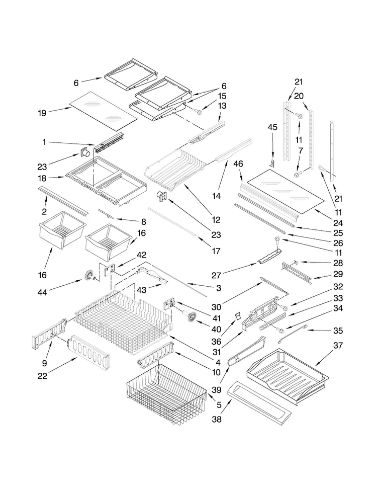 Shelf Parts Diagram and Parts List for MFF2258VEB3  Maytag Refrigerator