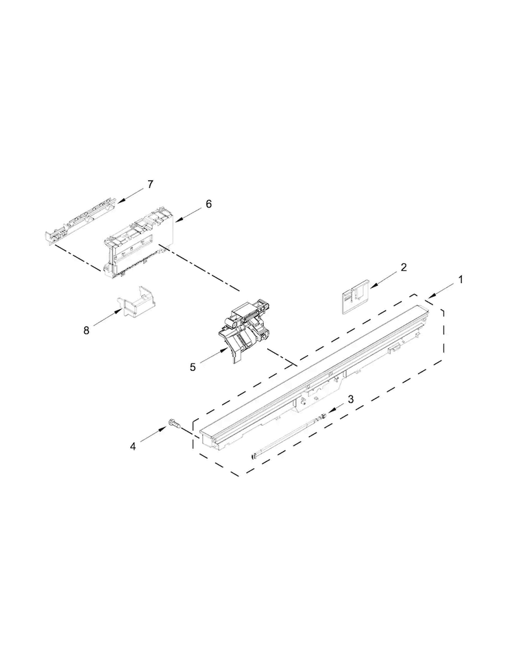 Control Panel And Latch Parts Diagram and Parts List for JDB8700AWP3  Jenn-Air Dishwasher