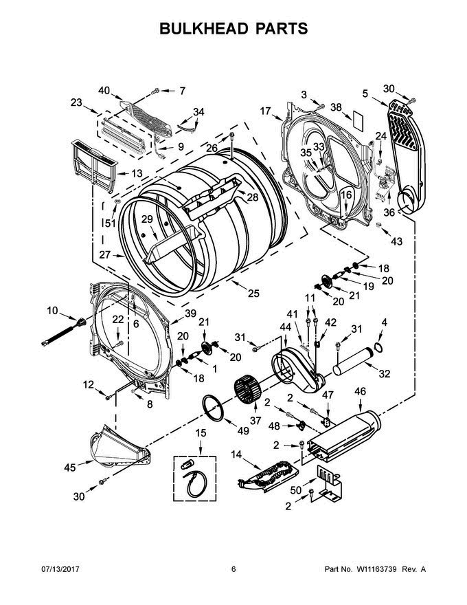 04 - Bulkhead Parts Diagram and Parts List for MEDB855DC4  Maytag Dryer